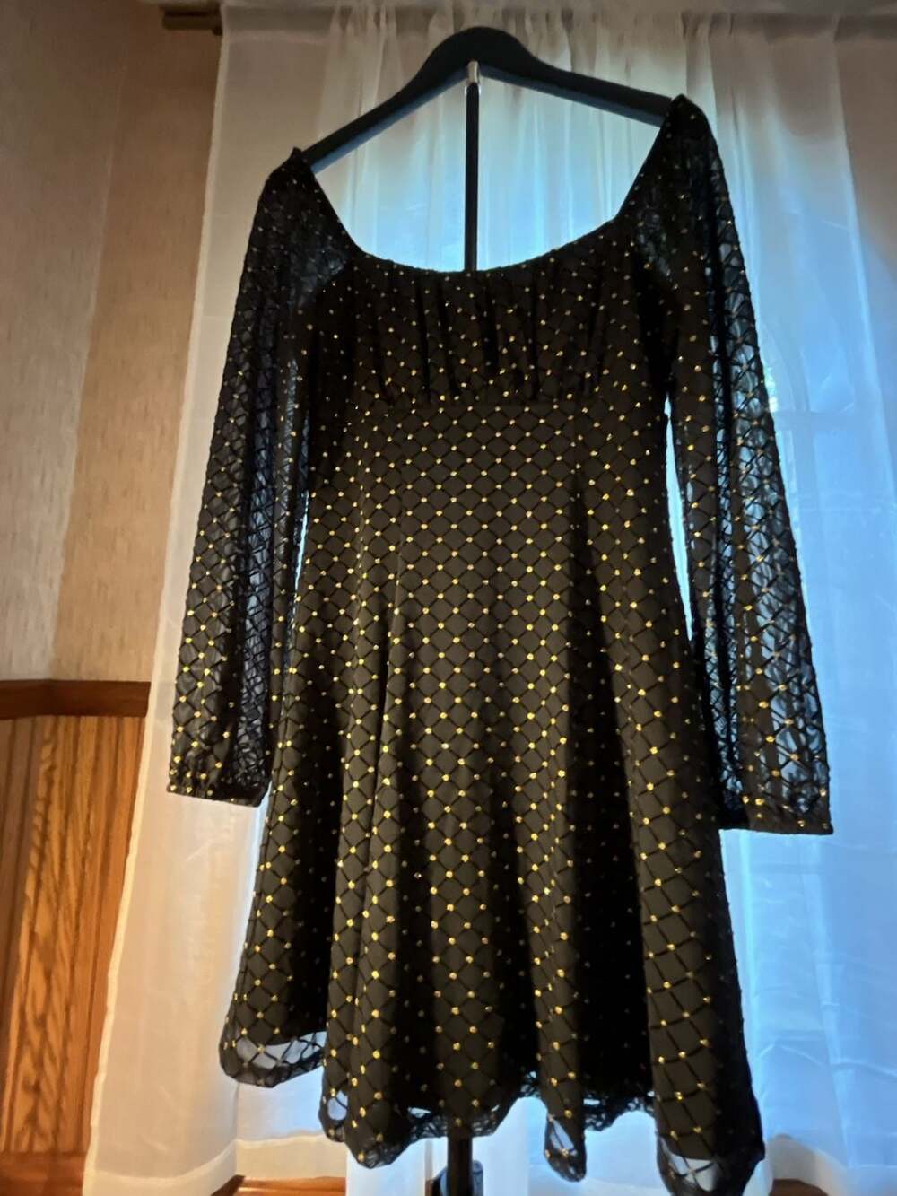 Lily Rose Black and Gold Glitter Sparkle Stretch Dress Size M